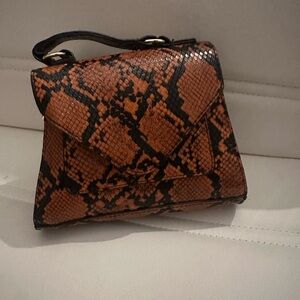 Snake Print Tan and Black Women's Bag